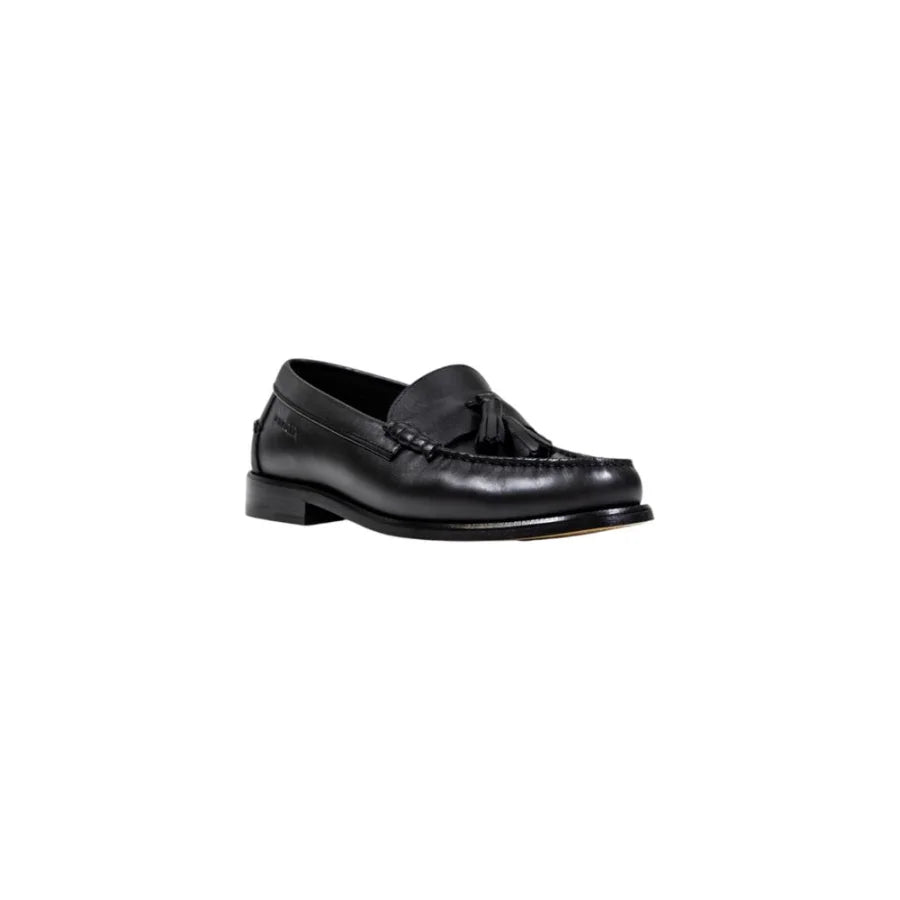 Tommy Hilfiger Black Leather Slip-On Loafers