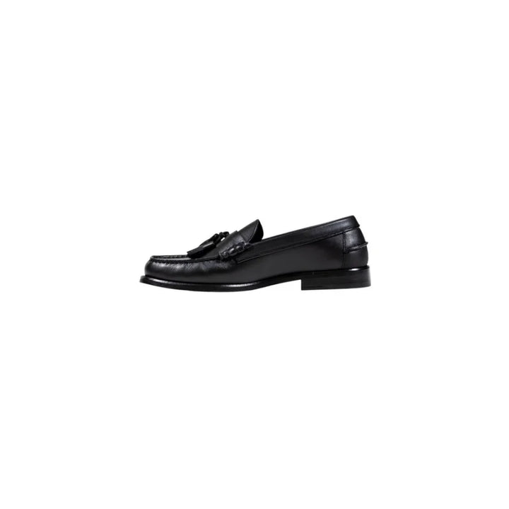 Tommy Hilfiger Black Leather Slip-On Loafers