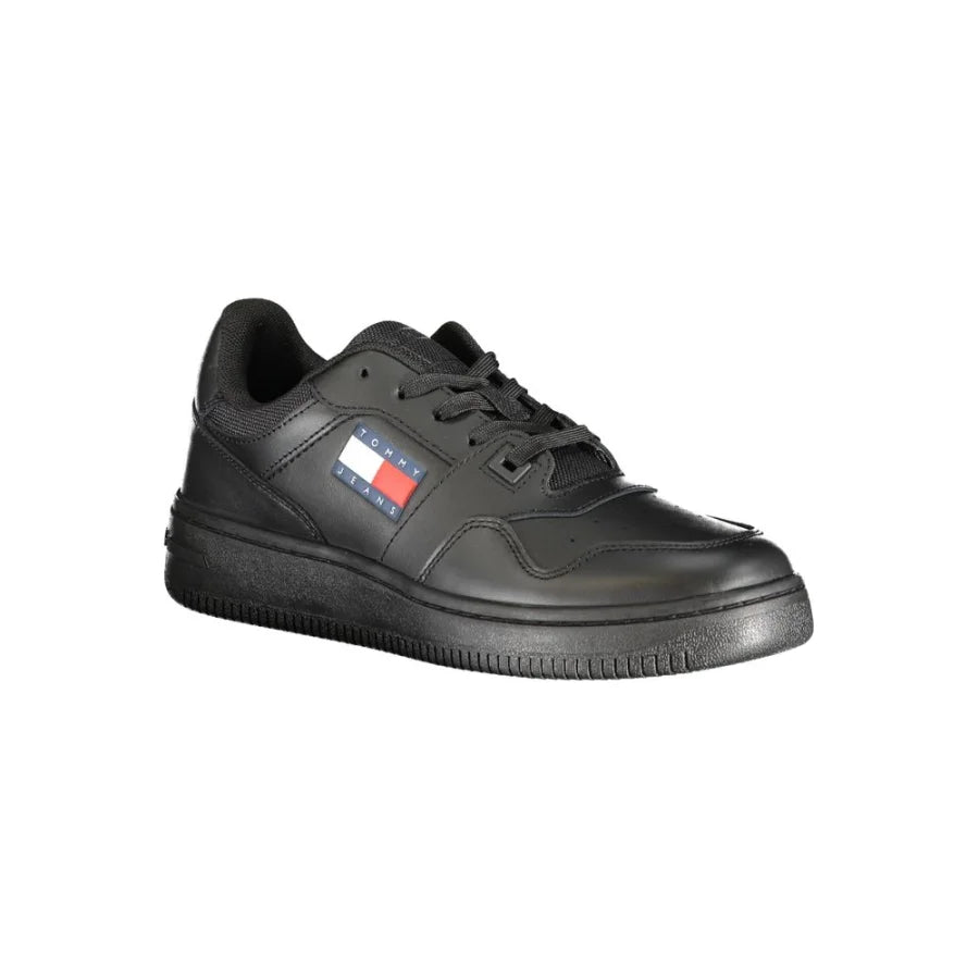 Tommy Hilfiger Black Leather Women Sneaker