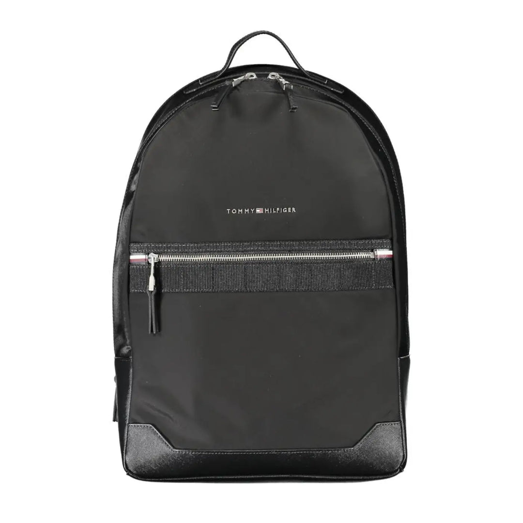 Tommy Hilfiger Black Polyester Men Backpack