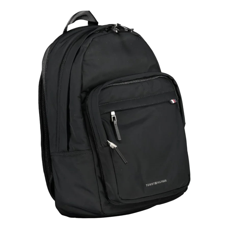 Tommy Hilfiger Black Polyester Men Backpack