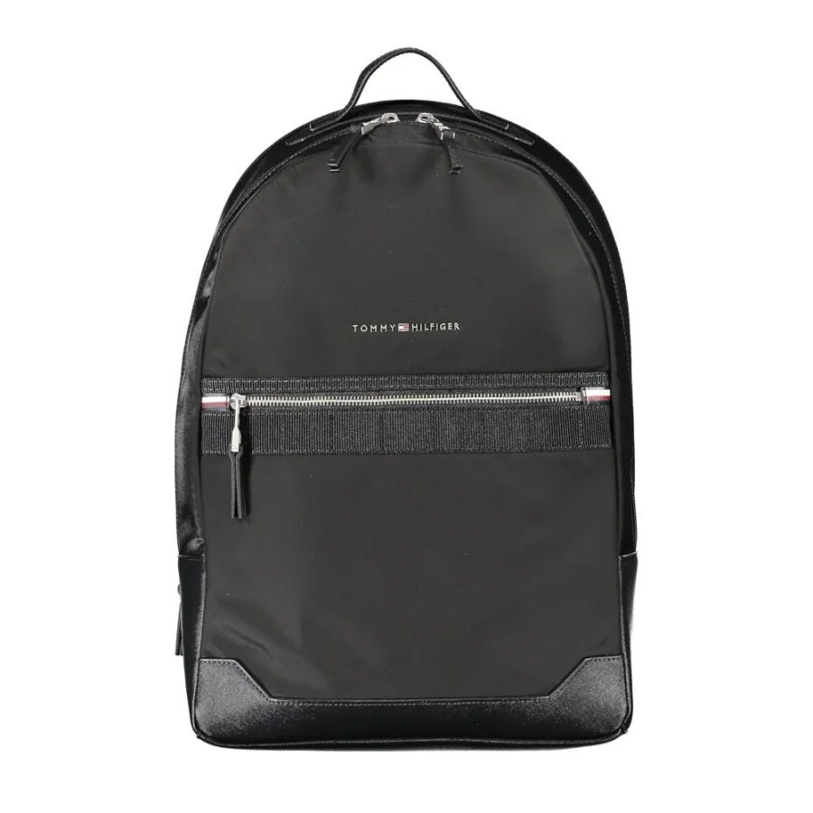 Tommy Hilfiger Black Polyester Men Backpack