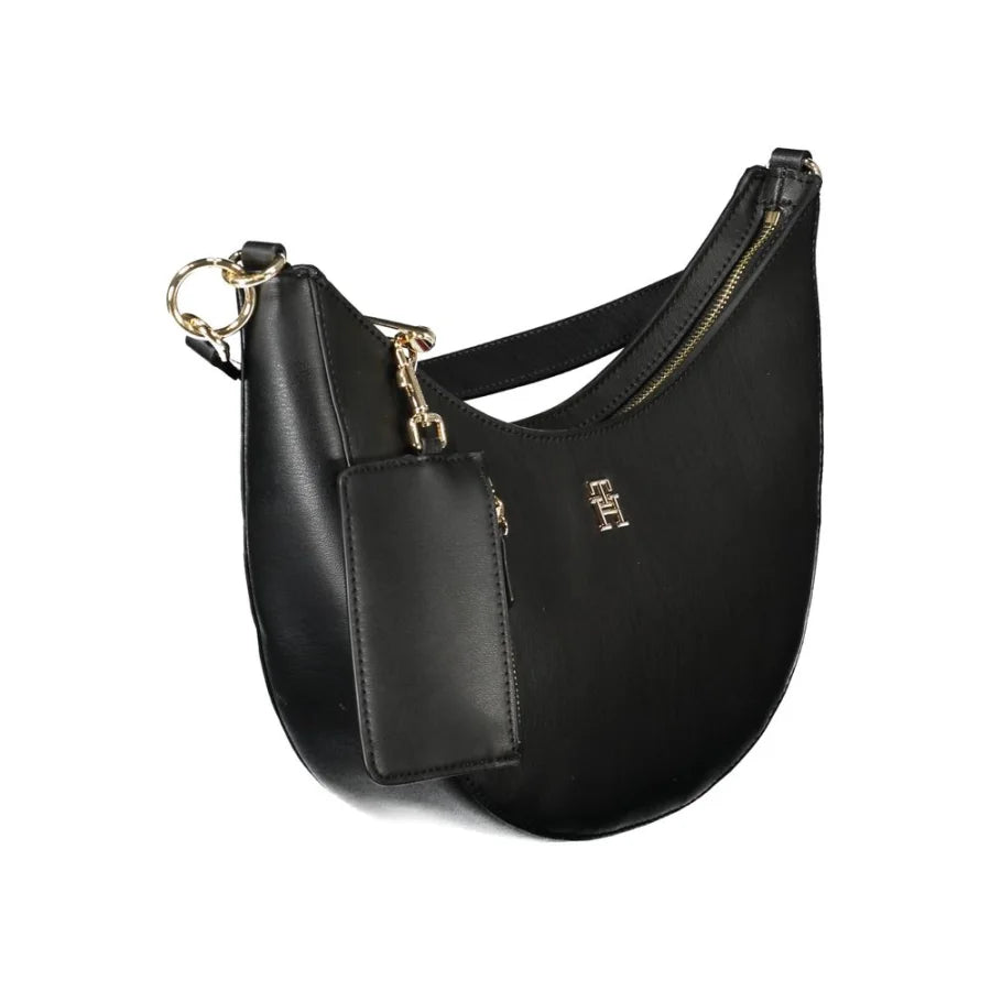 Tommy Hilfiger Black Polyurethane Women’s Shoulder Bag