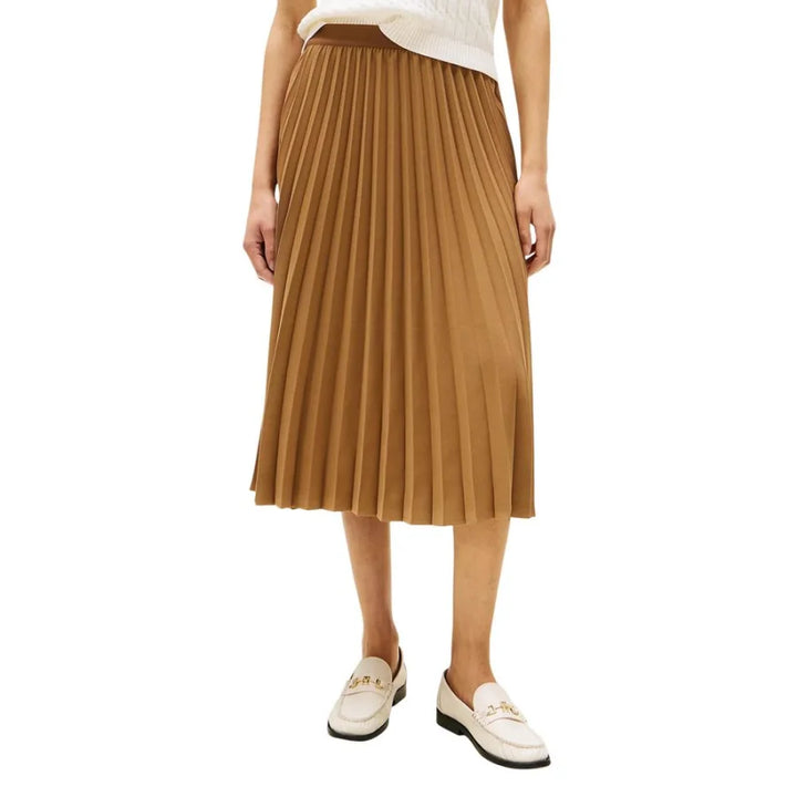 Tommy Hilfiger Brown Recycled Polyester Midi Skirt