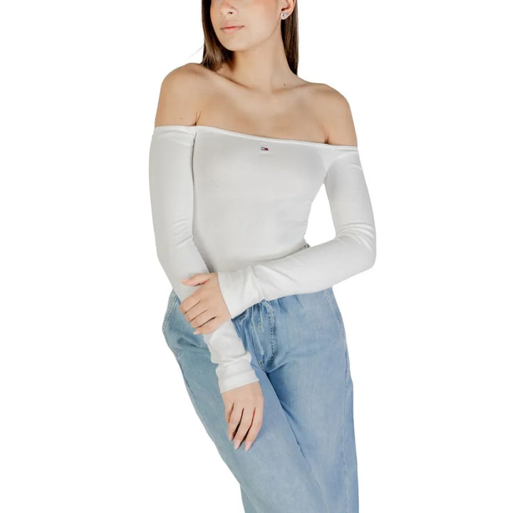 Tommy Hilfiger Jeans Cream Recycled Cotton Long Sleeve T-Shirt