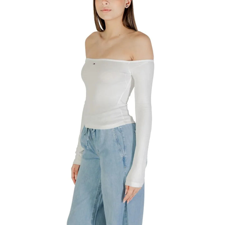 Tommy Hilfiger Jeans Cream Recycled Cotton Long Sleeve T-Shirt