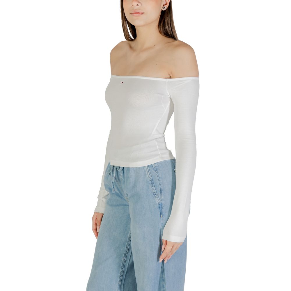 Tommy Hilfiger Jeans - Cream Recycled Cotton Long Sleeve T-Shirt
