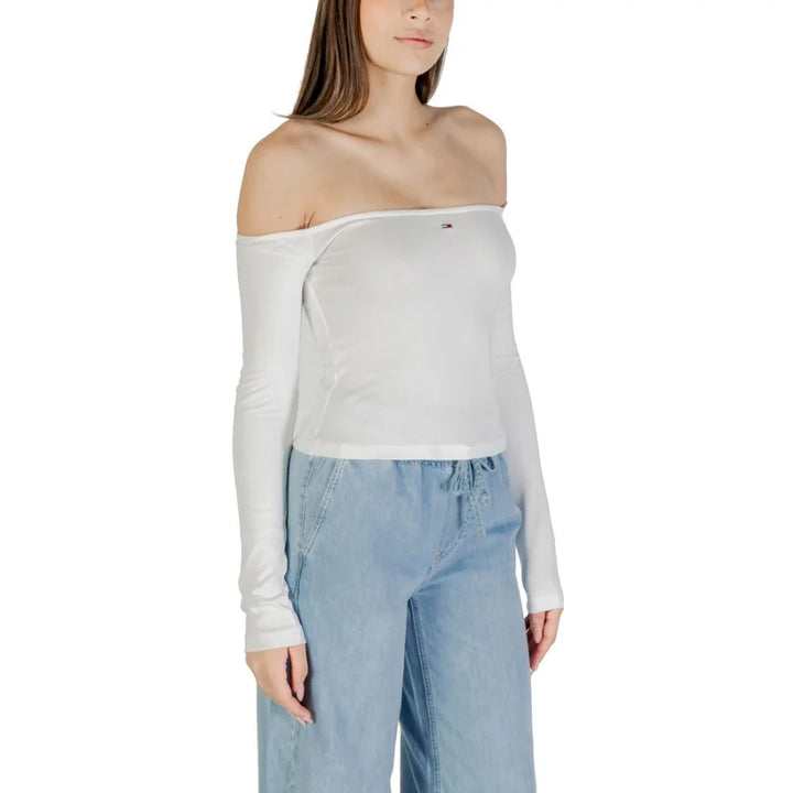 Tommy Hilfiger Jeans Cream Recycled Cotton Long Sleeve T-Shirt