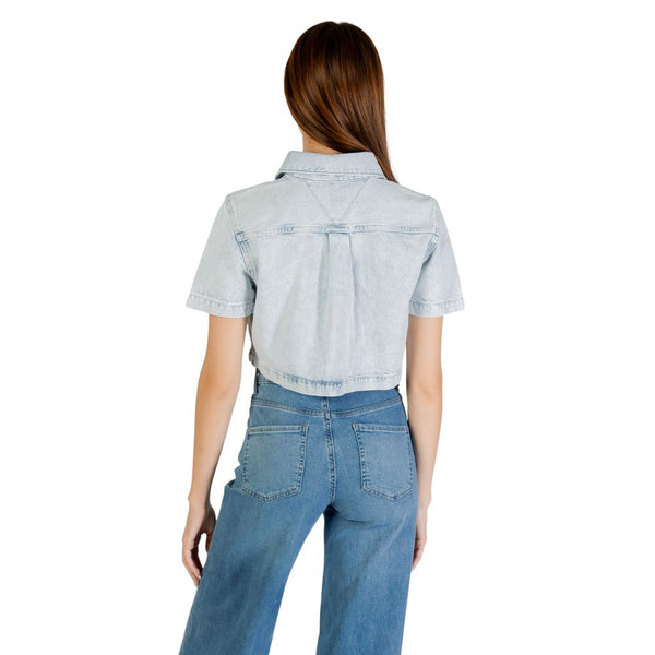 Tommy Hilfiger Jeans Shirts - Light Blue Recycled Cotton Shortsleeve Shirt