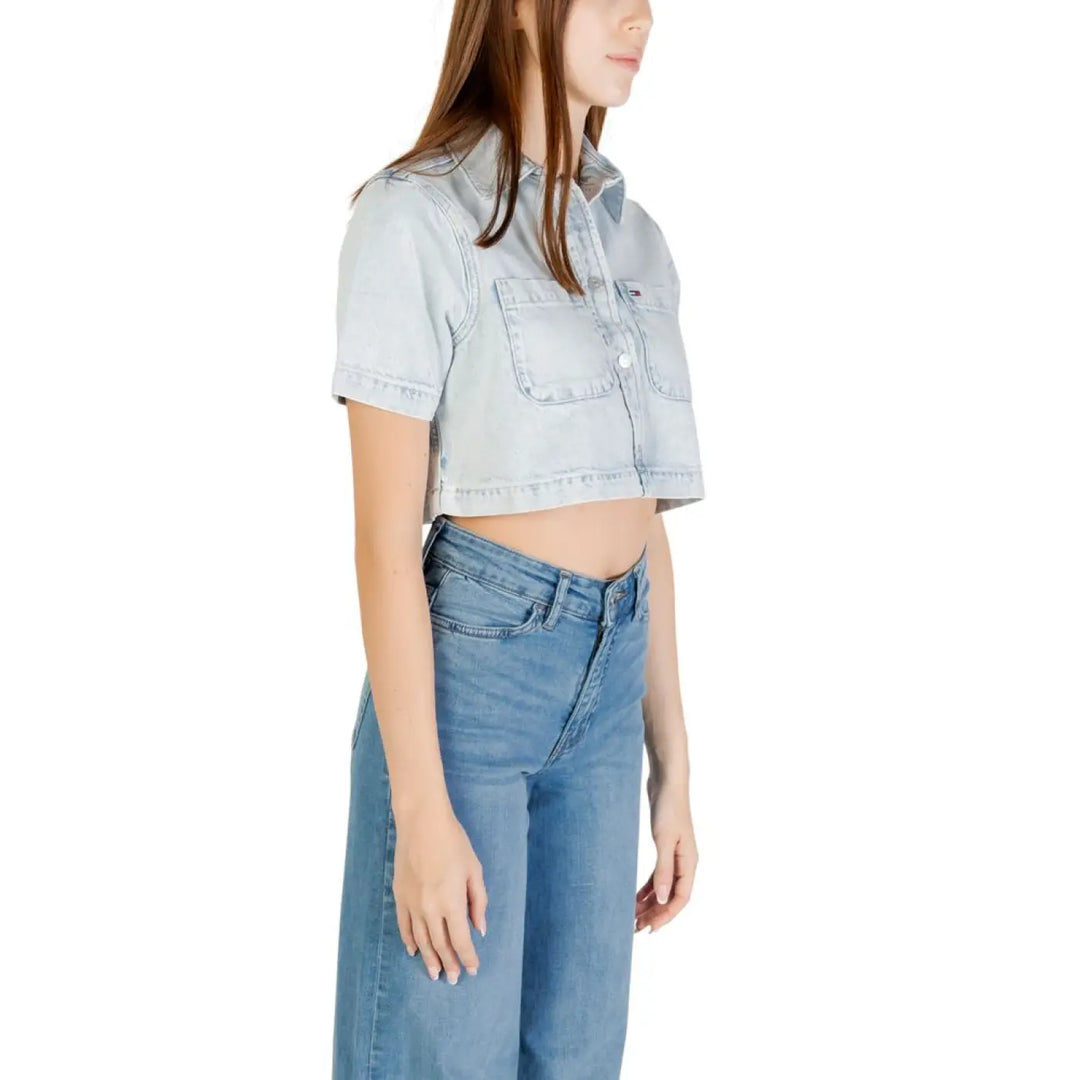Tommy Hilfiger Jeans Light Blue Recycled Cotton Shortsleeve Shirt