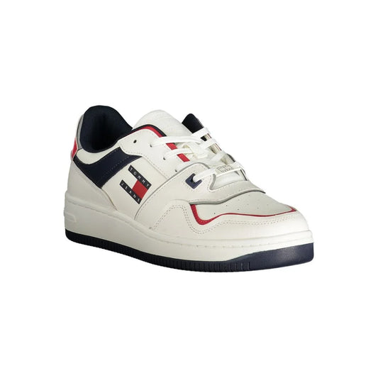 Tommy Hilfiger Lace-Up Sneakers Bold White with Iconic Blue and Red Accents