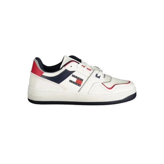 Tommy Hilfiger Lace-Up Sneakers Bold White with Iconic Blue and Red Accents