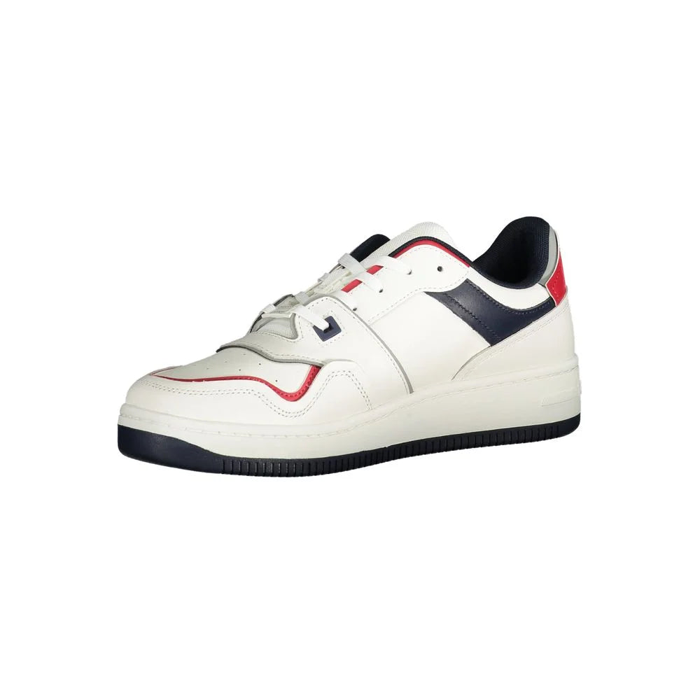 Tommy Hilfiger Lace-Up Sneakers Bold White with Iconic Blue and Red Accents
