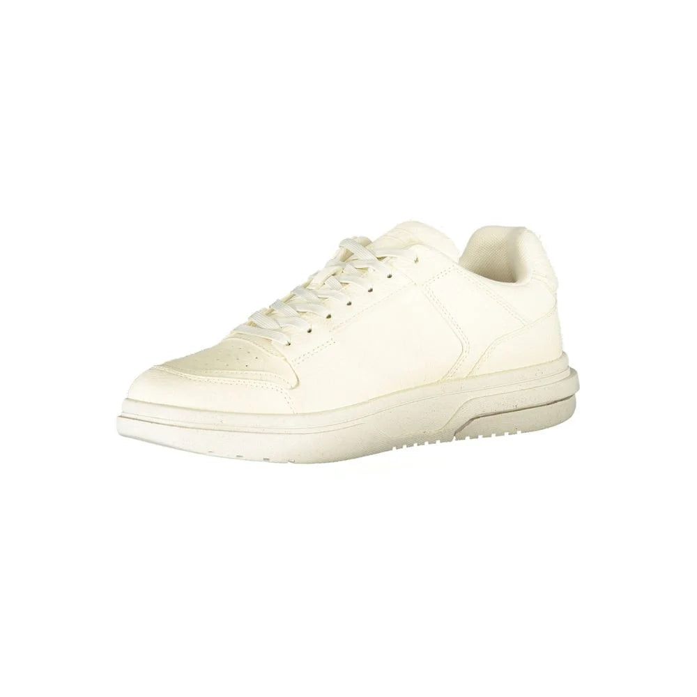 Tommy Hilfiger White Polyester Athletic Shoes with Bold Logo