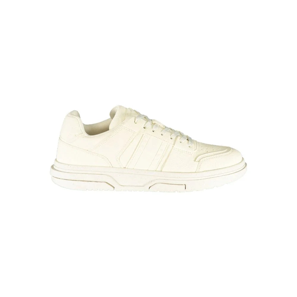 Tommy Hilfiger White Polyester Athletic Shoes with Bold Logo