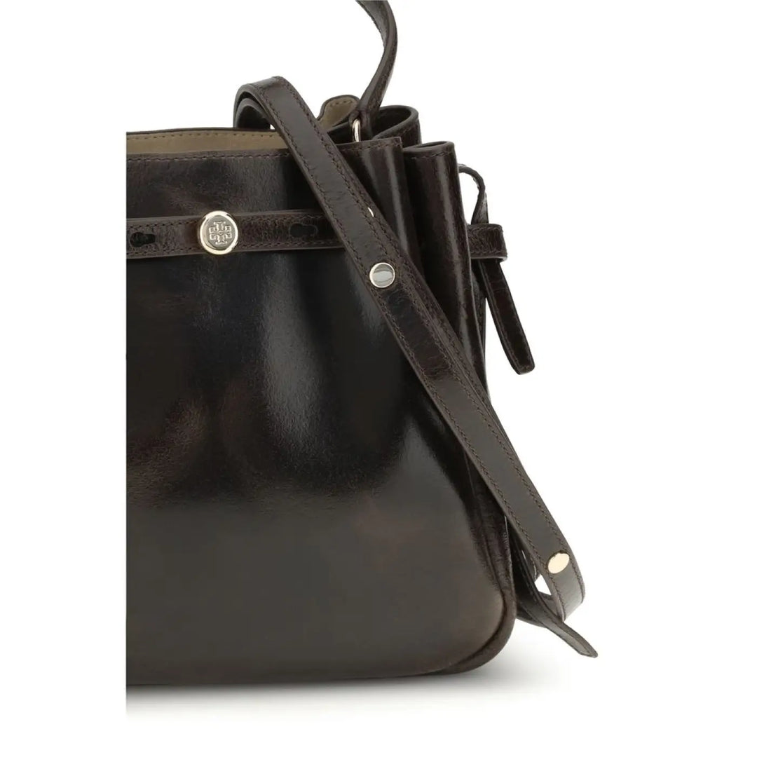 Tory Burch Brown Calf Leather Bos Taurus Backet Bag