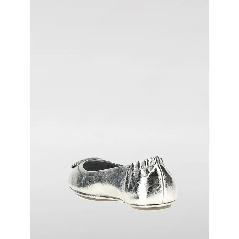 Tory Burch Silver Leather Ballet Flats