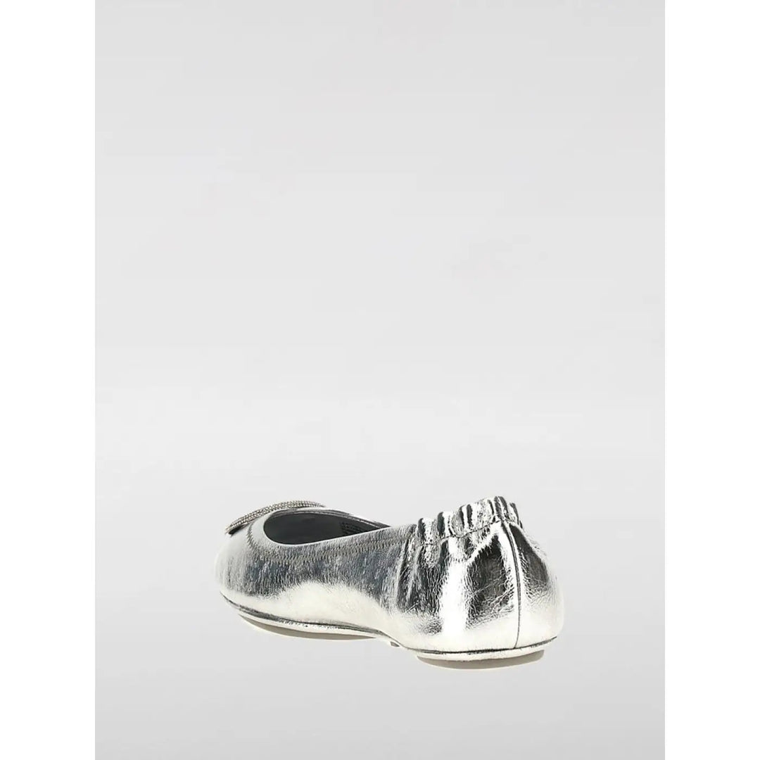 Tory Burch Silver Leather Ballet Flats