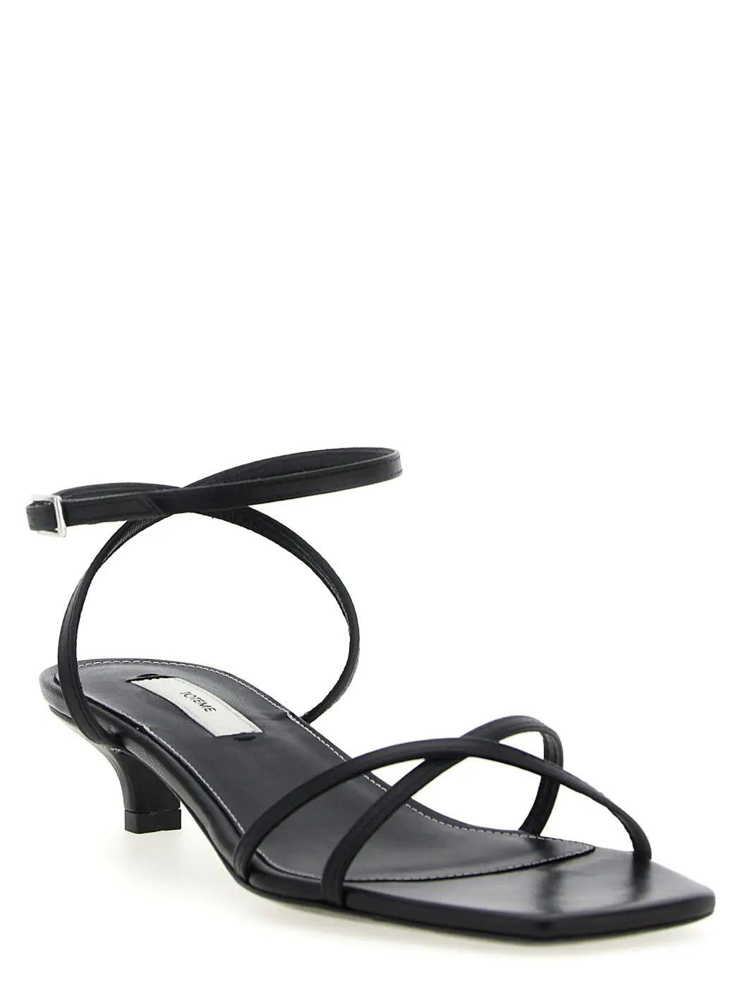 Toteme Black Leather Mid Heel Pumps