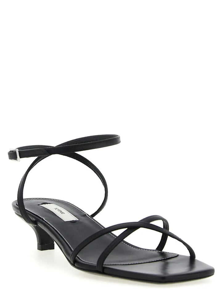 Toteme Black Leather Mid Heel Pumps