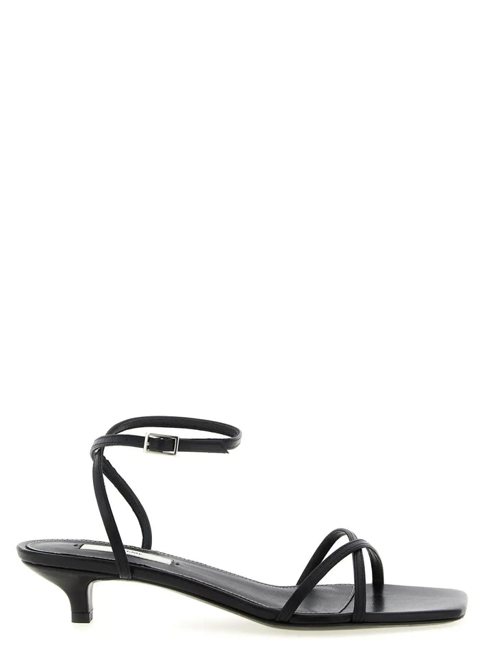 Toteme Black Leather Mid Heel Pumps