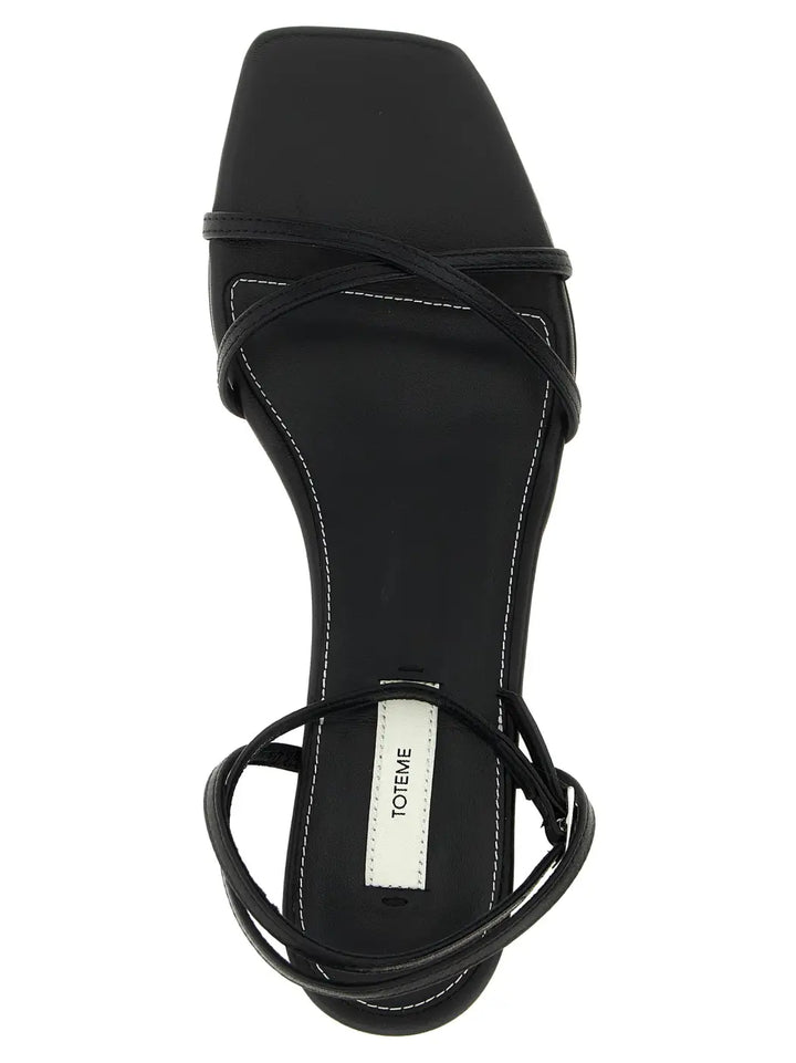 Toteme Black Leather Mid Heel Pumps