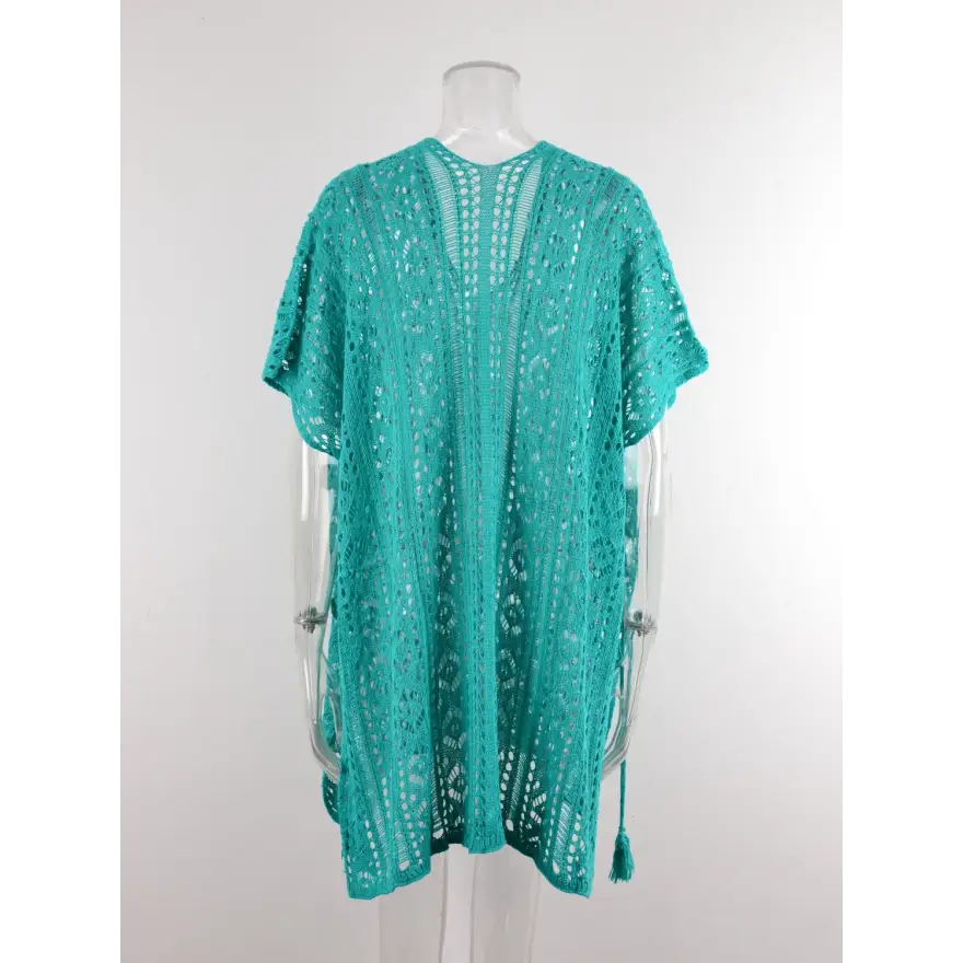 Beach Ready Cutout Tassel v Neck Cover Up - Women’s Clothing