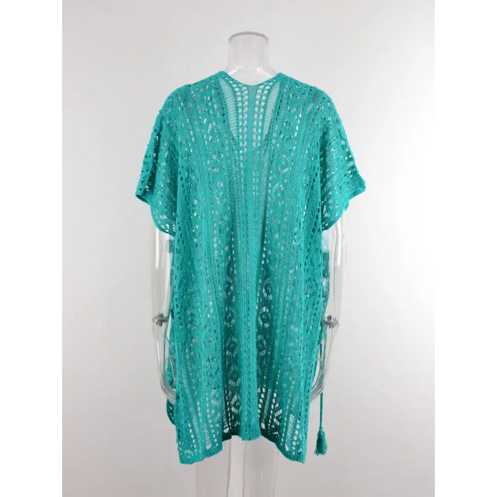 Beach Ready Cutout Tassel v Neck Cover Up - Women’s Clothing
