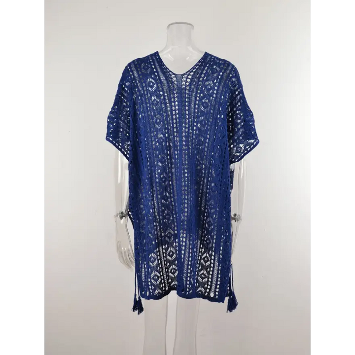 Beach Ready Cutout Tassel v Neck Cover Up - Women’s Clothing