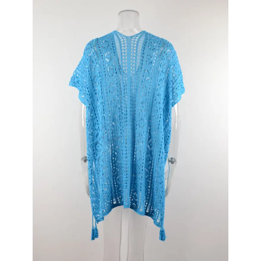 Beach Ready Cutout Tassel v Neck Cover Up - Women’s Clothing