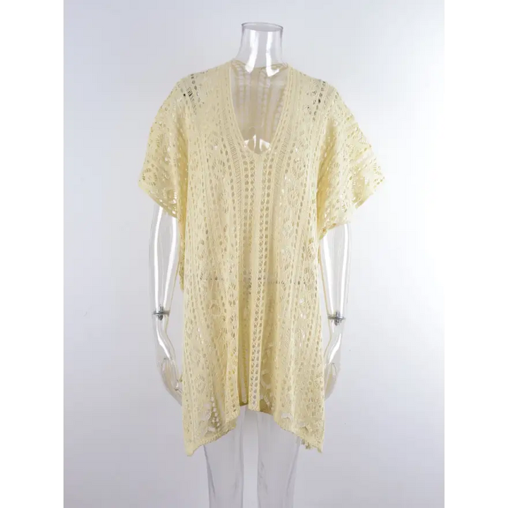 Beach Ready Cutout Tassel v Neck Cover Up - Women’s Clothing