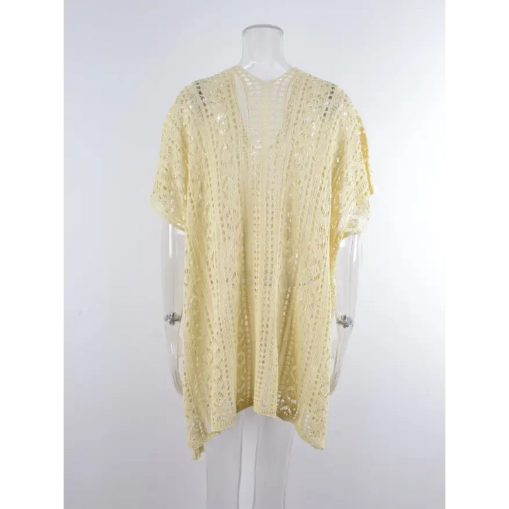 Beach Ready Cutout Tassel v Neck Cover Up - Women’s Clothing