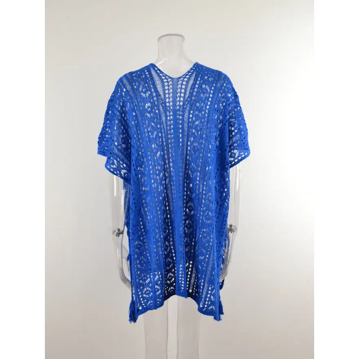 Beach Ready Cutout Tassel v Neck Cover Up - Women’s Clothing