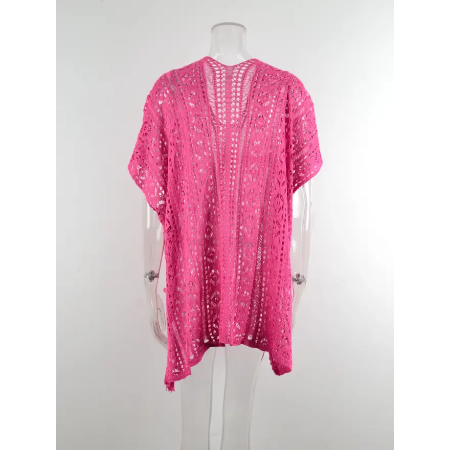 Beach Ready Cutout Tassel v Neck Cover Up - Women’s Clothing