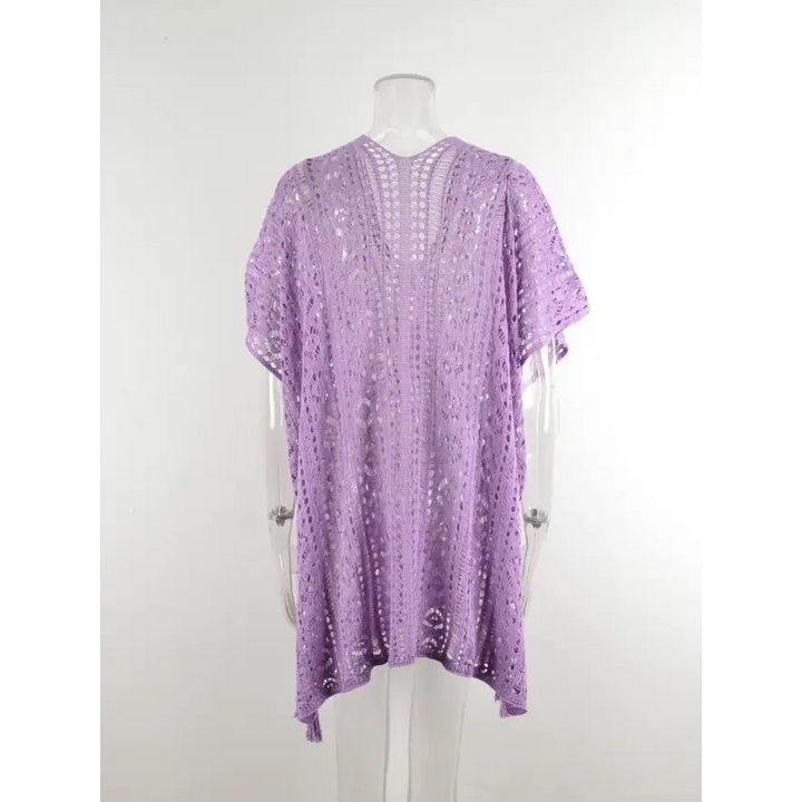 Beach Ready Cutout Tassel v Neck Cover Up - Women’s Clothing