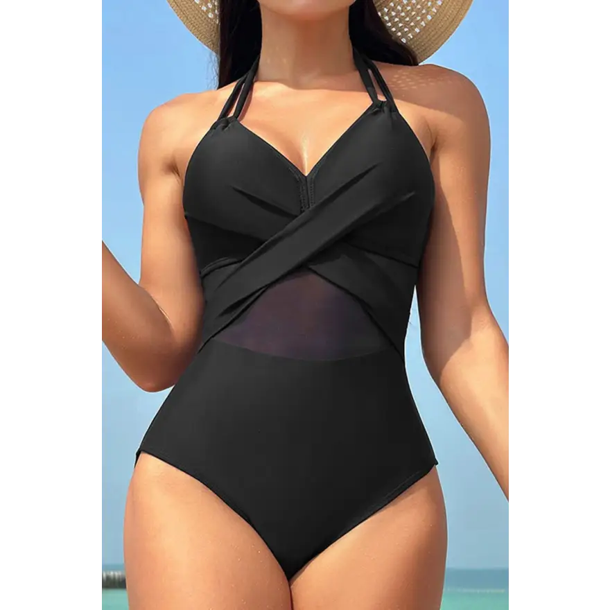 Dazzling Crisscross Halter Neck Swim Sensation - Women’s Swimwear