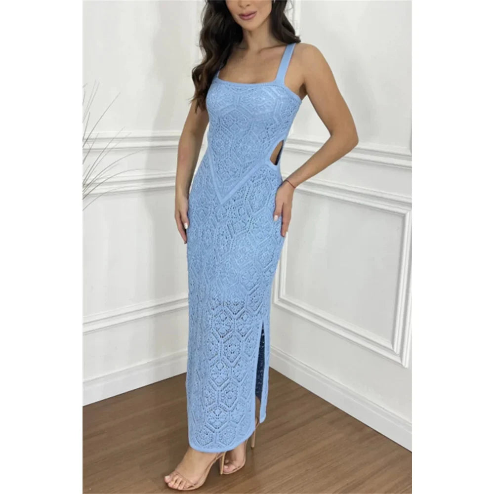 Trendsi Dreamy Eyelet Fantasy Dress Top with Flirty Sheer Cutout Allure women’s dress