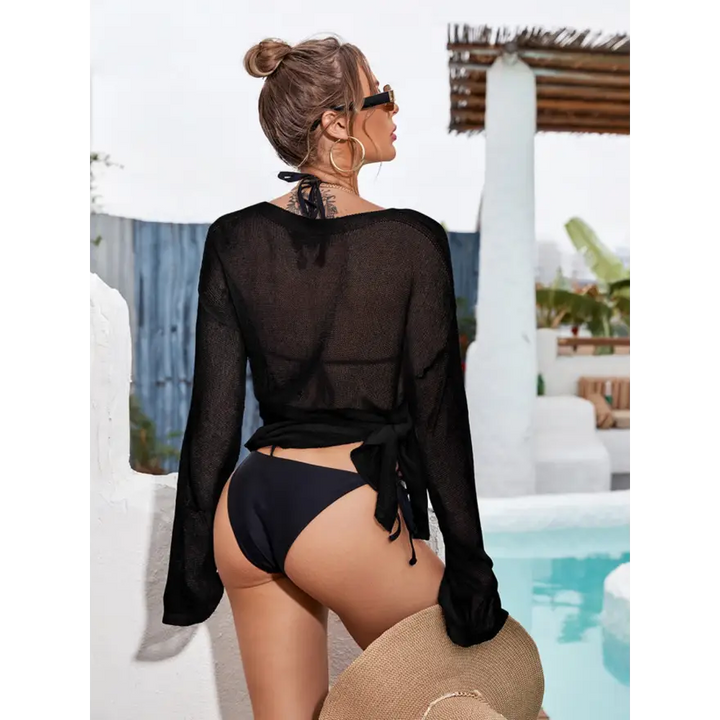Effortlessly Chic Sheer Boat Neck Top - Women’s Clothing Tops