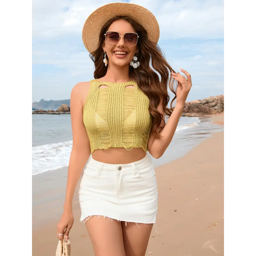 Fabulous Cutout Round Neck Swim Pants Super Comfy Fit - Women’s Swimwear