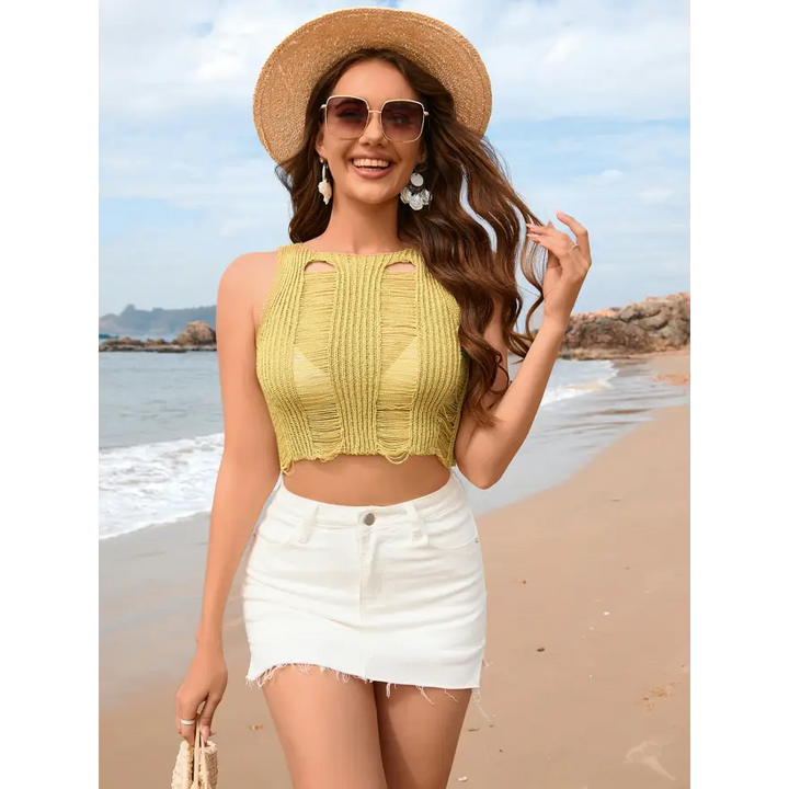 Fabulous Cutout Round Neck Swim Pants Super Comfy Fit - Women’s Swimwear