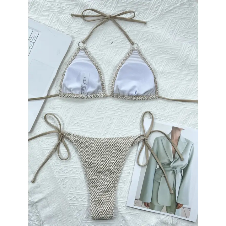 Tropical Beach Bikini Top with Removable Padding and Highly Stretchy - Women’s Swimwear