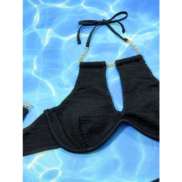 Underwire Included Sexy Solid Beach Thong Bikini Set - Women’s Swimwear