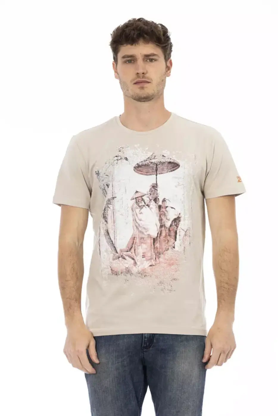 Trussardi Action Beige Cotton Men T-shirt