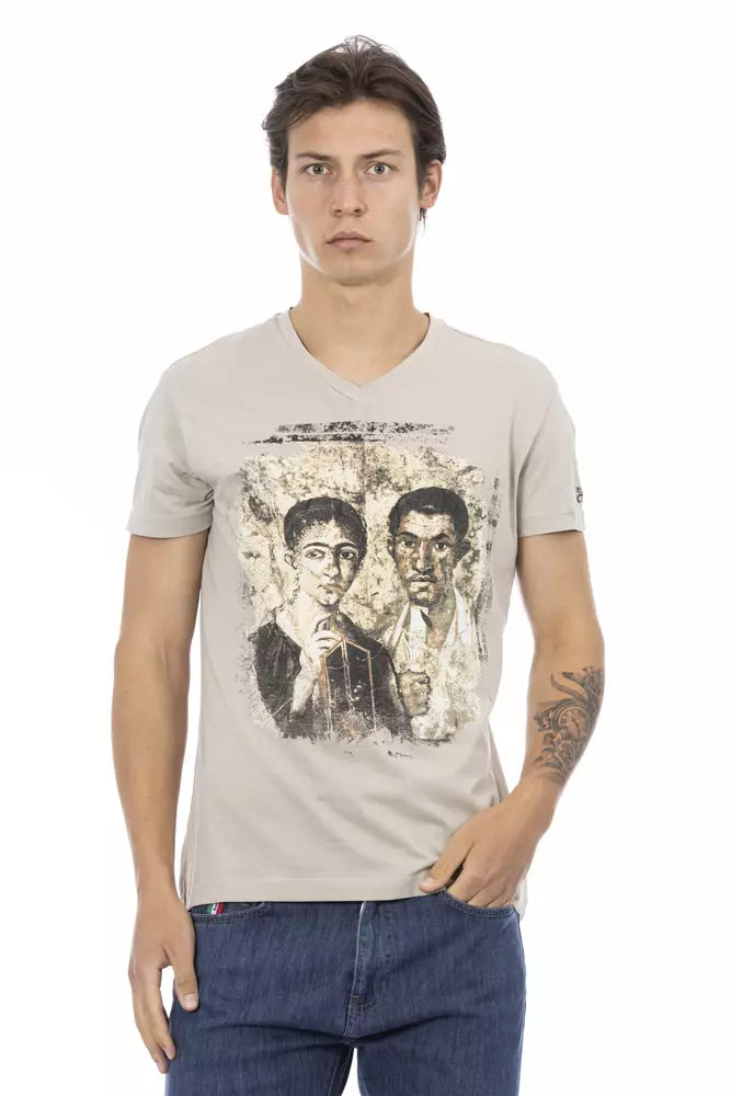 Trussardi Action Beige Cotton Men T-shirt