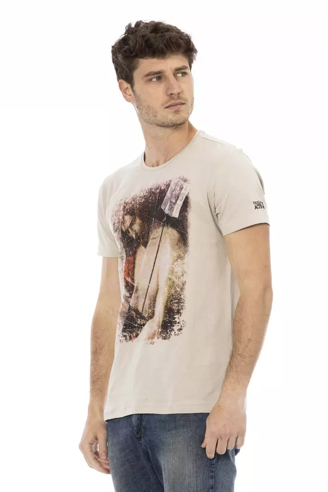 Trussardi Action Beige Cotton Men T-shirt