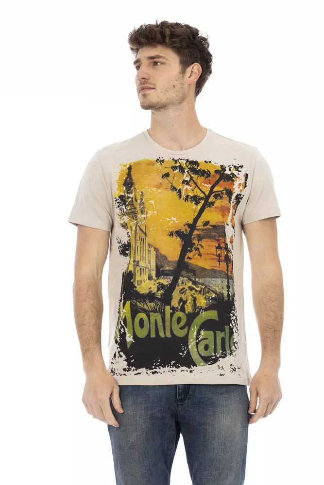 Trussardi Action Beige Cotton Men T-shirt