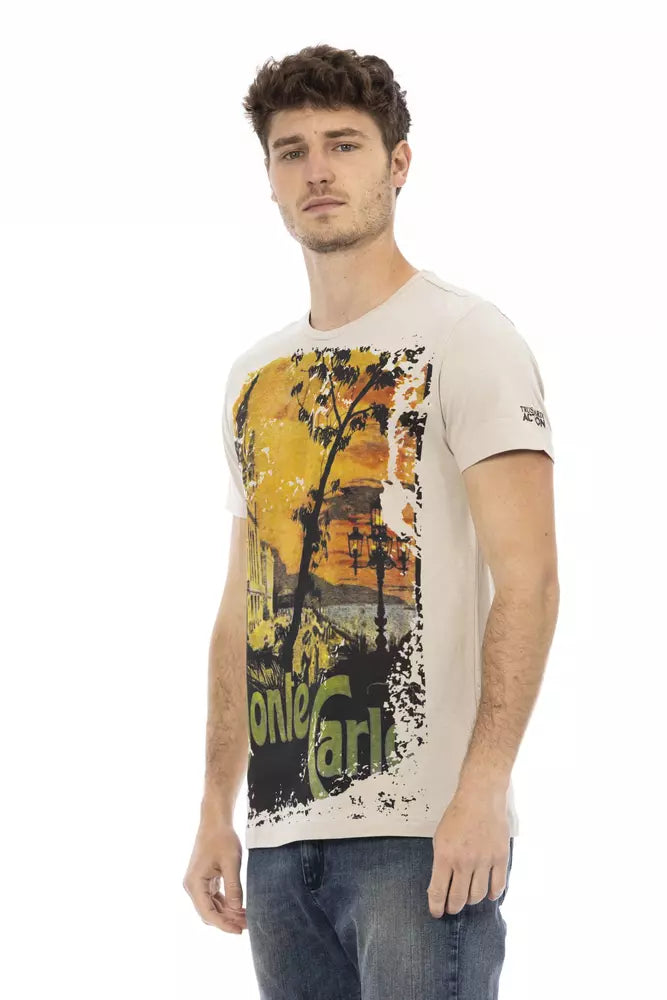 Trussardi Action Beige Cotton Men T-shirt