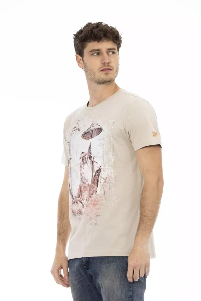 Trussardi Action Beige Cotton Men T-shirt