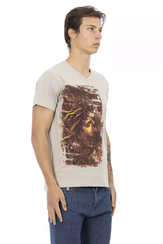 Trussardi Action Beige Cotton Men T-shirt