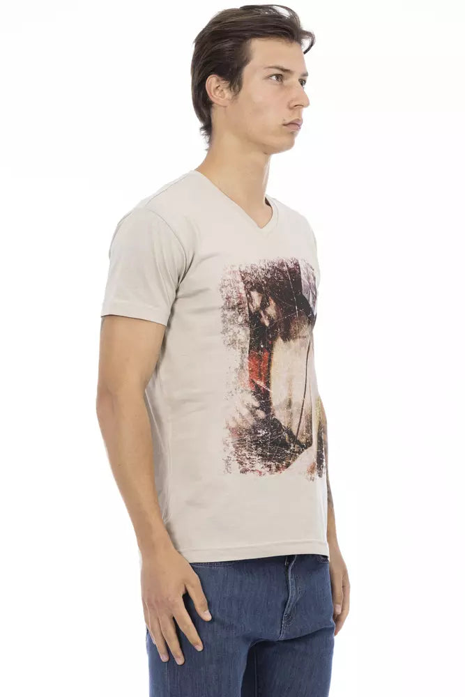 Trussardi Action Beige Cotton Men T-shirt